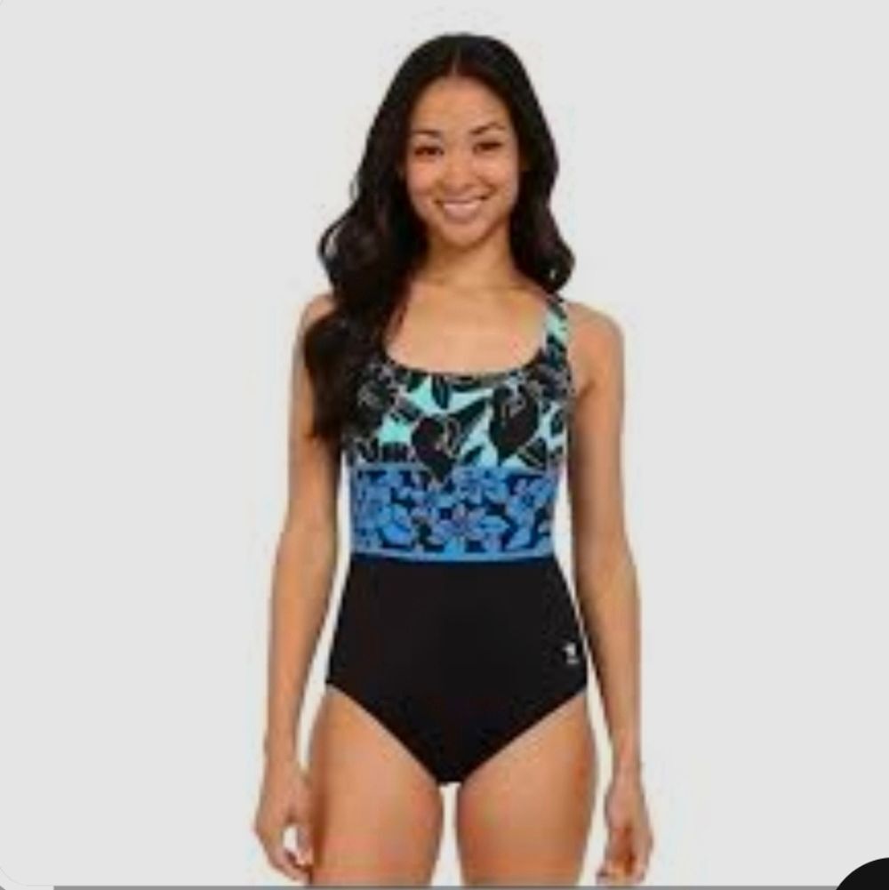 TYR Women Narciso Aqua ControlFit 1 Piece Swimsuit Blue/black Fitness SZ 6 NEW